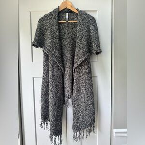 Kenzie Shawl Collar Black & White Marled Cardigan - Large